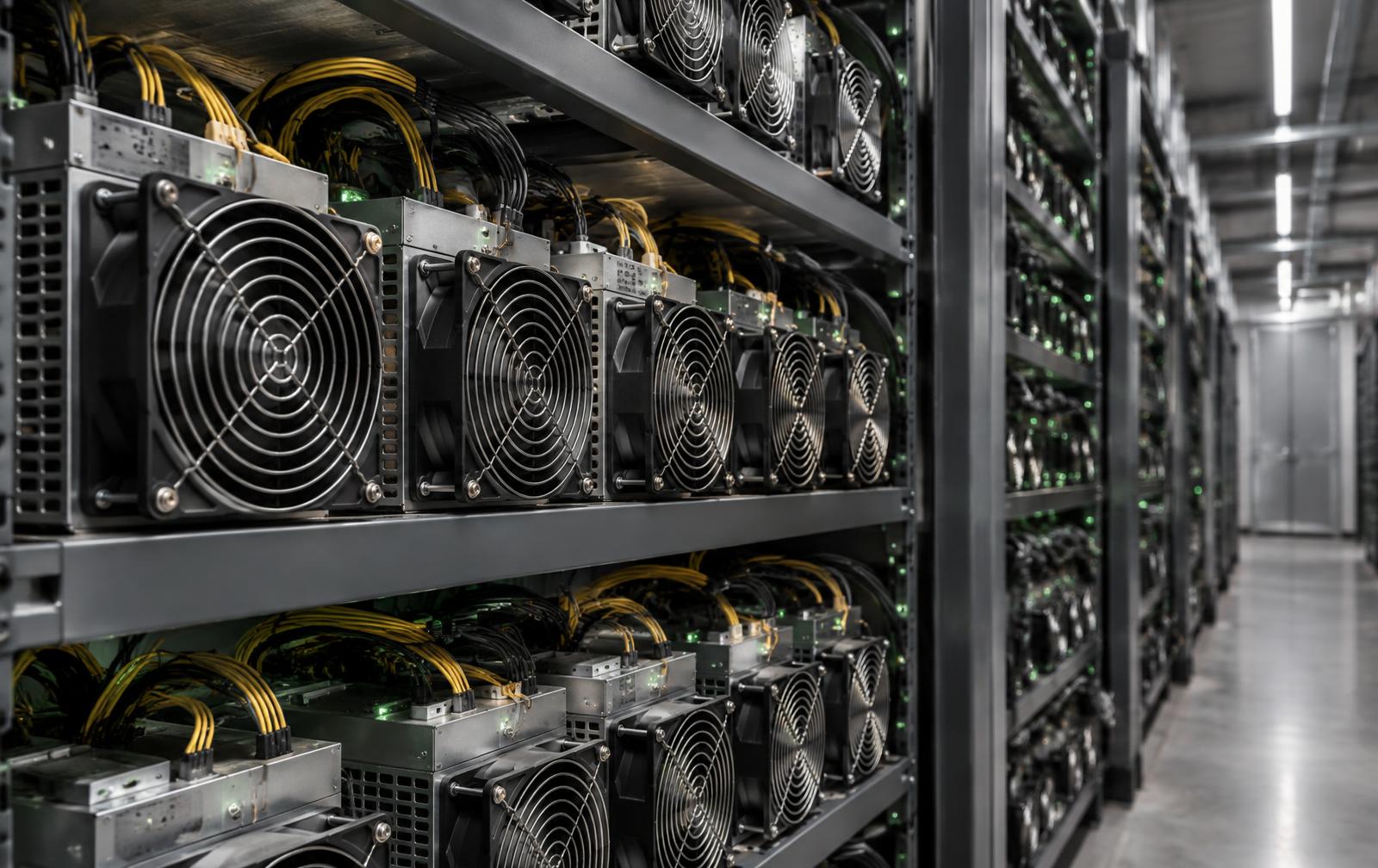 Close view of digital-asset mining hardware